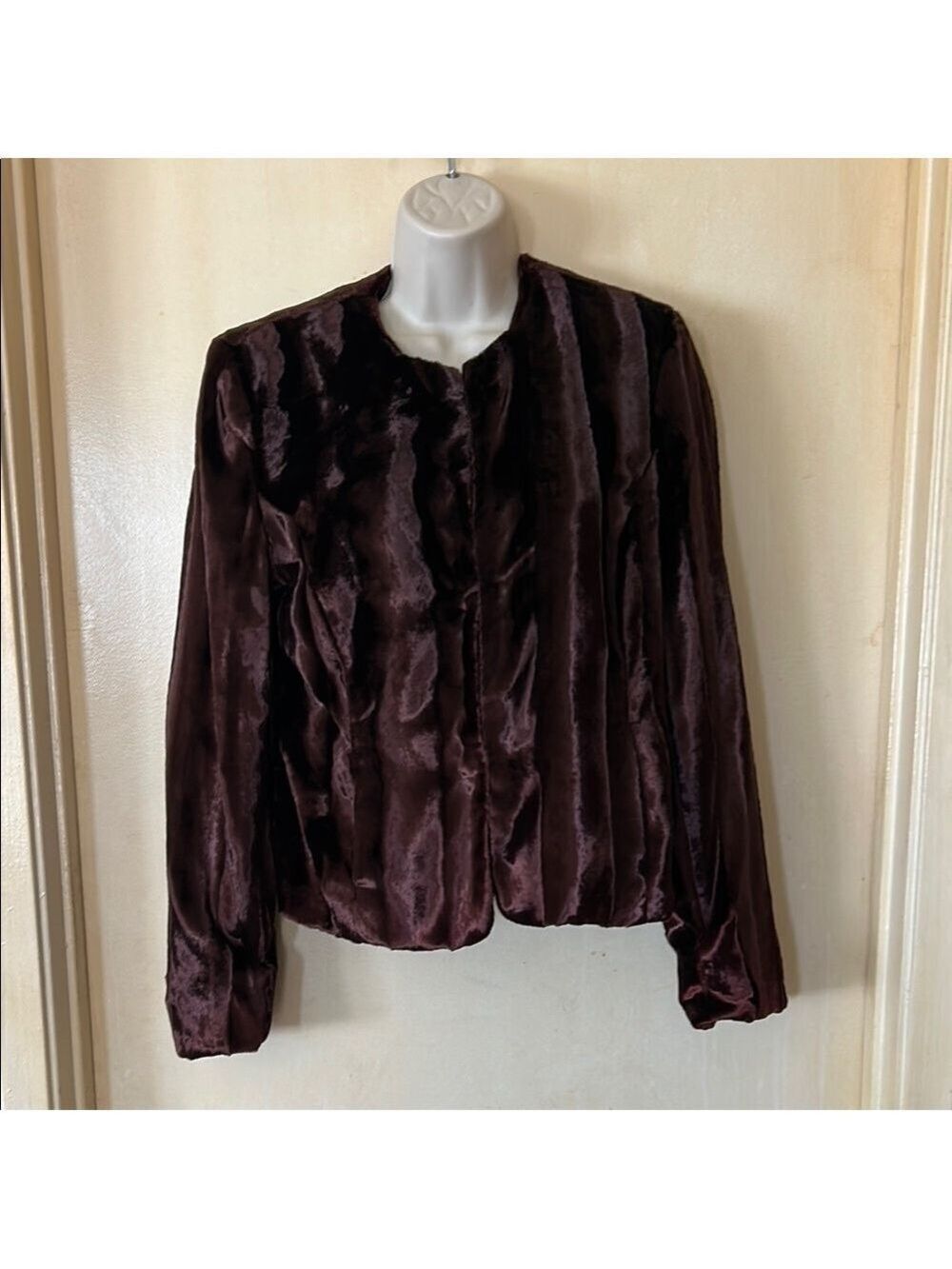 Valerie Stevens chocolate brown faux mink fur jacket size S
